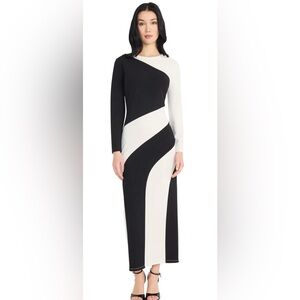 Donna Morgan Black and White Long Sleeve Dress